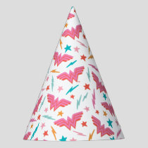 Wonder Woman Pink Logo and Lightning Pattern Party Hat