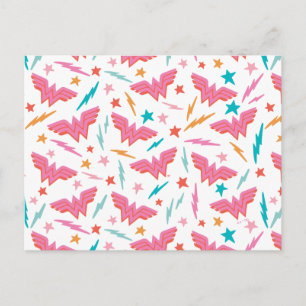 Wonder Woman Pink Logo and Lightning Pattern Postcard