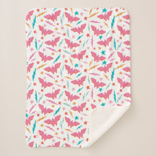 Wonder Woman Pink Logo and Lightning Pattern Sherpa Blanket