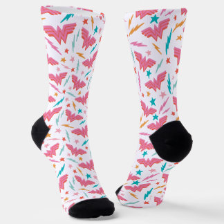 Wonder Woman Pink Logo and Lightning Pattern Socks