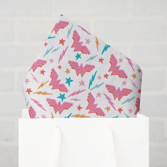 Wonder Woman Pink Logo and Lightning Pattern Tissue Paper (Gift Bag)