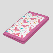 Wonder Woman Pink Logo and Lightning Pattern Trifold Wallet
