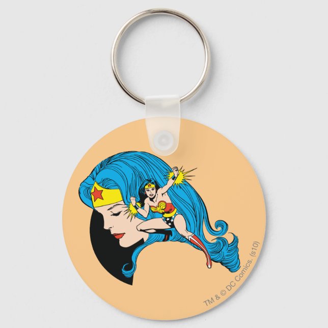 Wonder Woman Profile Background Keychain (Front)