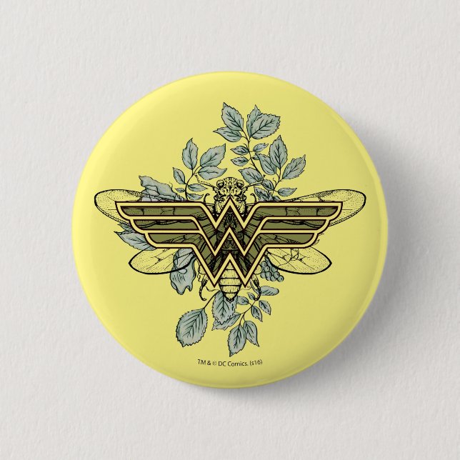 Wonder Woman Queen Bee Logo Pinback Button (Front)