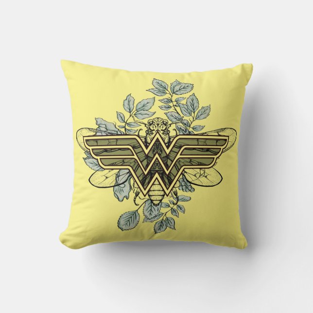 Wonder Woman Queen Bee Logo Throw Pillow (Front)