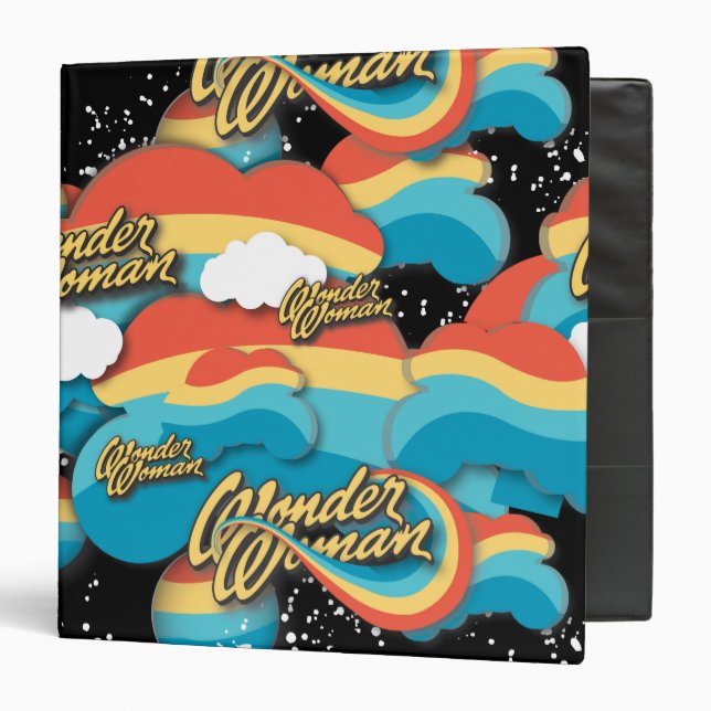 Wonder Woman Rainbow Clouds Pattern 3 Ring Binder (Front/Inside)