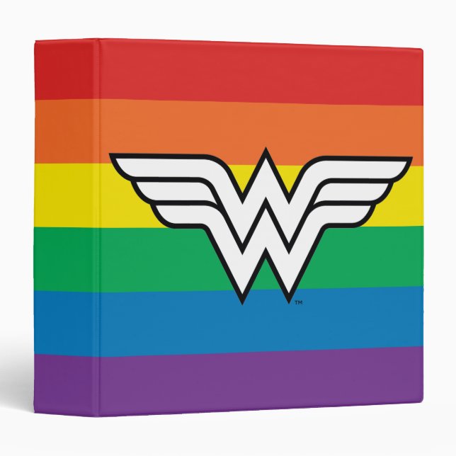 Wonder Woman Rainbow Logo 3 Ring Binder (Front/Spine)
