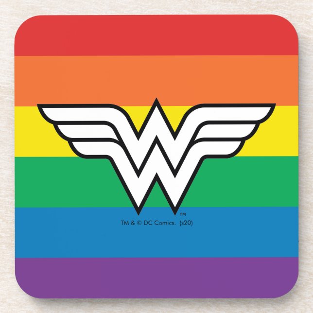 Wonder Woman Rainbow Logo Beverage Coaster (Front)