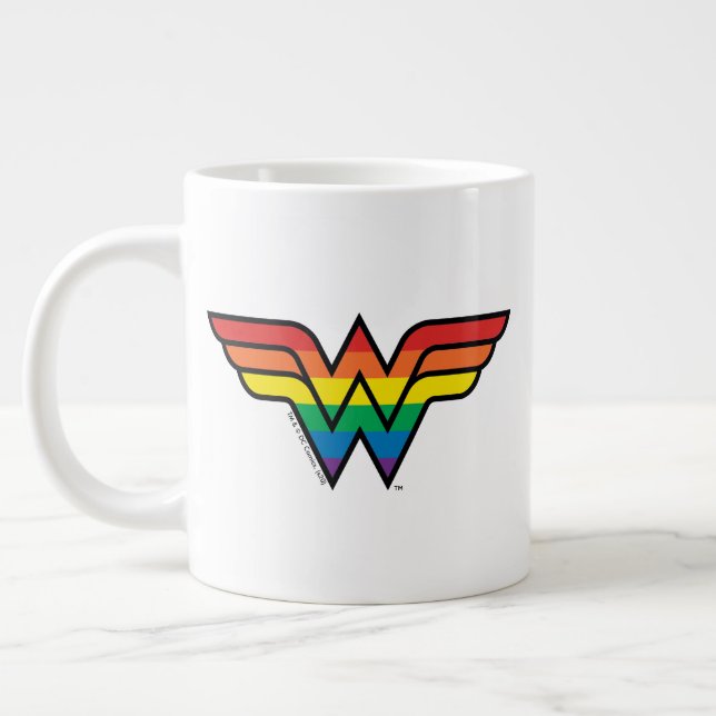 Wonder Woman Rainbow Logo Giant Coffee Mug (Left)