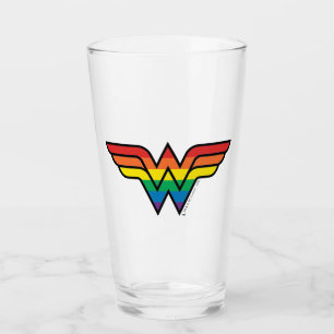 Wonder Woman Rainbow Logo Glass