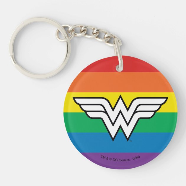 Buckle Down Keychain Wonder Woman Logo Full Color Red Accessories