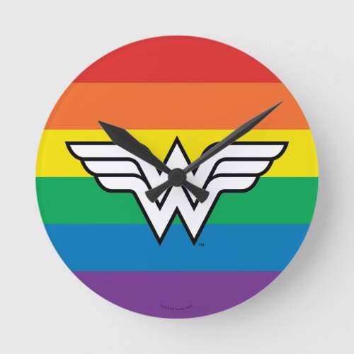 Wonder Woman Rainbow Logo Round Clock