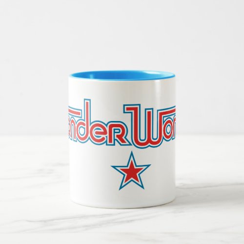 Wonder Woman Red and Blue Star Logo Two_Tone Coffee Mug