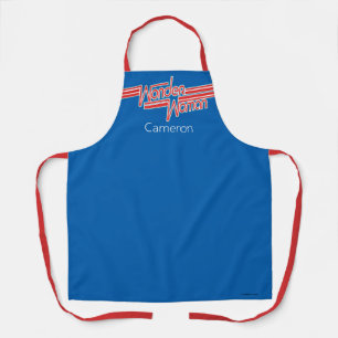 Wonder Woman Red and Blue Stripe Logo Apron