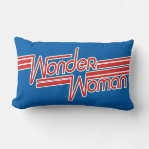 Wonder Woman Red and Blue Stripe Logo Lumbar Pillow