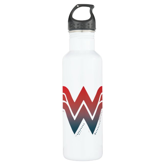 Wonder Woman Red Blue Gradient Logo Stainless Steel Water Bottle (Front)