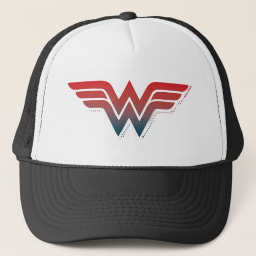 Wonder Woman Red Blue Gradient Logo Trucker Hat