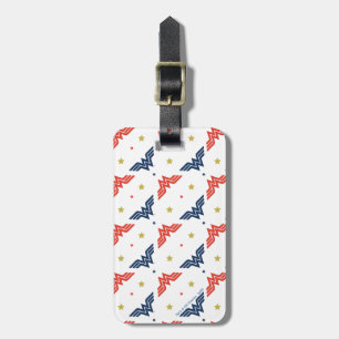 Wonder Woman Red & Blue Logo Pattern Luggage Tag