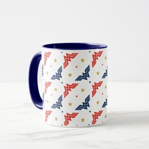 Wonder Woman Red  Blue Logo Pattern Mug