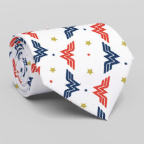Wonder Woman Red & Blue Logo Pattern Neck Tie