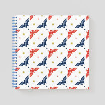 Wonder Woman Red & Blue Logo Pattern Notebook