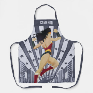 Wonder Woman Retro City Sunburst and Stars Apron