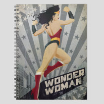 Wonder Woman Retro City Sunburst and Stars Notebook
