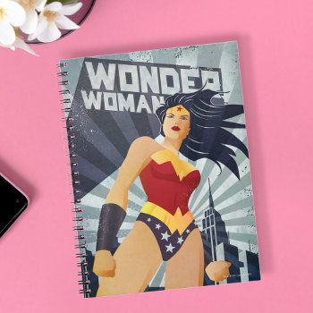 Wonder Woman Retro City Sunburst Notebook by wonderwoman at Zazzle