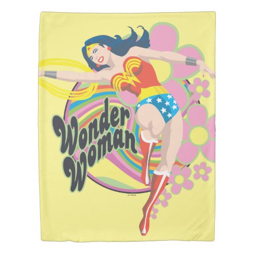 Wonder Woman Retro Flowers Duvet Cover