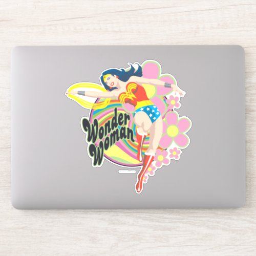 Wonder Woman Retro Flowers Sticker