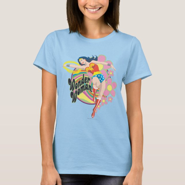 Wonder Woman Retro Flowers T-Shirt (Front)