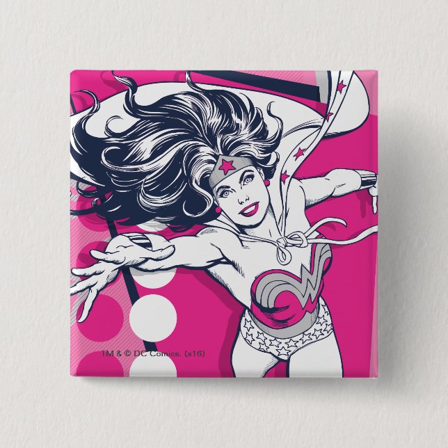 Wonder Woman Retro Glam Character Art Button (Front)