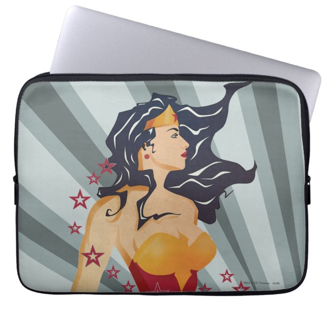 Wonder Woman Retro Profile Sunburst Laptop Sleeve (Front)