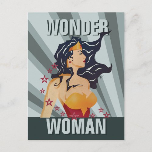 Wonder Woman Retro Profile Sunburst Postcard