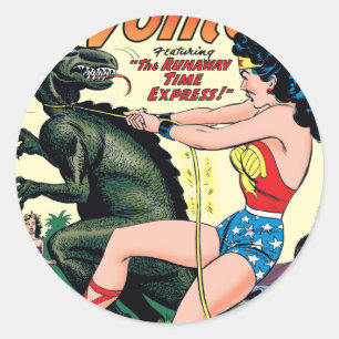 Wonder Woman Runaway Time Express Classic Round Sticker