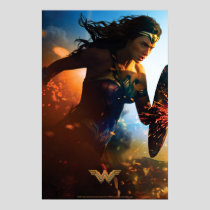 Wonder Woman Running on Battlefield Poster