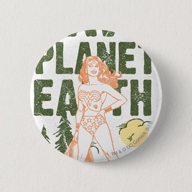Wonder Woman Save Planet Earth Pinback Button (Front)