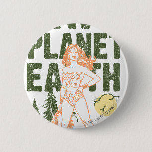 Wonder Woman Save Planet Earth Pinback Button