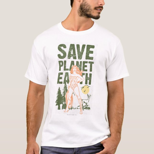 Wonder Woman Save Planet Earth T-Shirt (Front)