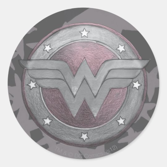Wonder Woman Shield Pattern Classic Round Sticker