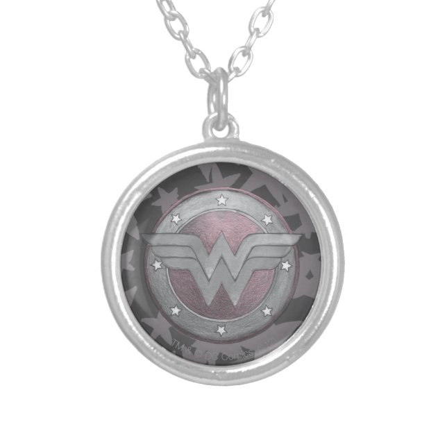 Wonder Woman Shield Pattern Silver Plated Necklace (Front)
