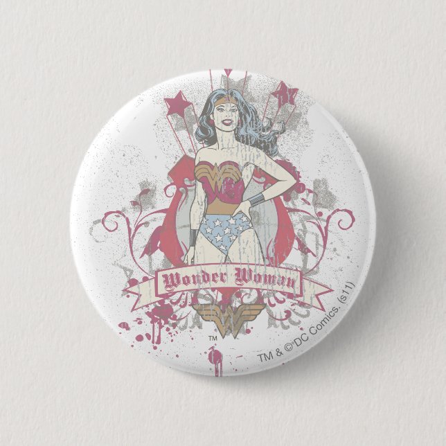 Wonder Woman Shooting Stars Pinback Button (Front)