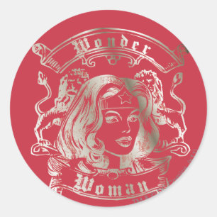 Wonder Woman Silver Classic Round Sticker