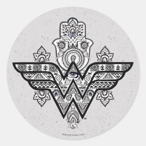 Wonder Woman Spiritual Paisley Hamsa Logo Classic Round Sticker