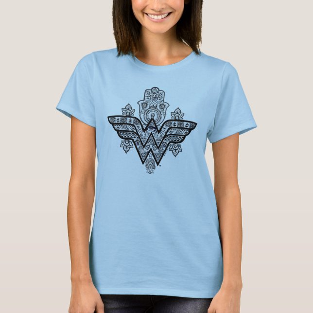 Wonder Woman Spiritual Paisley Hamsa Logo T-Shirt (Front)