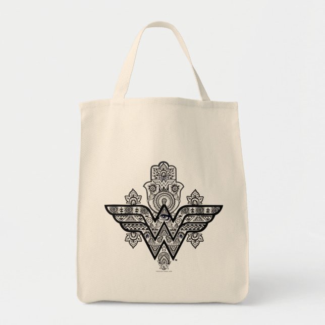 Wonder Woman Spiritual Paisley Hamsa Logo Tote Bag (Front)