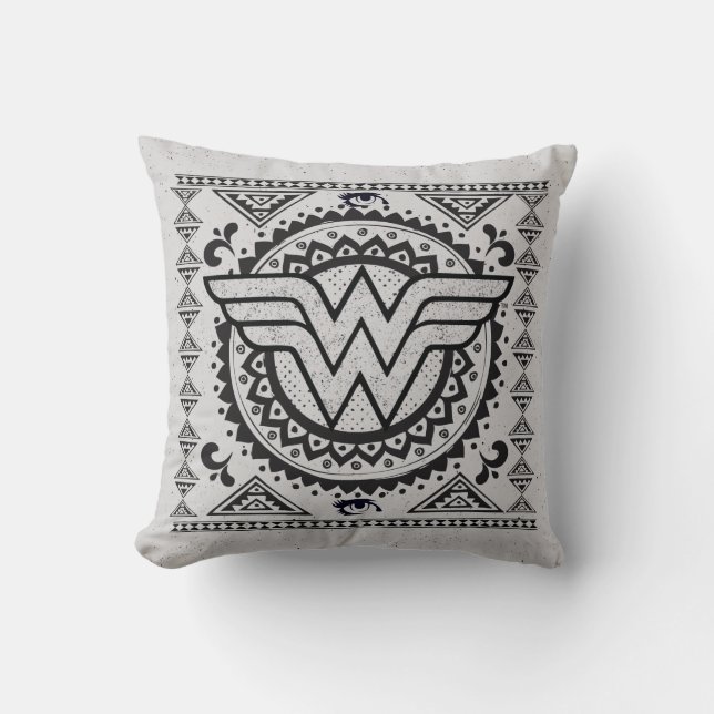 Wonder Woman Spiritual Tribal Design Throw Pillow (Front)