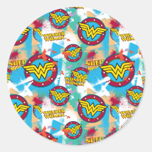 Wonder Woman Spray Paint Pattern Classic Round Sticker