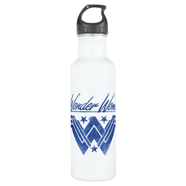 Wonder Woman Stacked Stars Symbol Stainless Steel Water Bottle (Front)