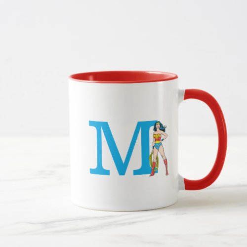 Wonder Woman Standing  Add Your Monogram  Name Mug